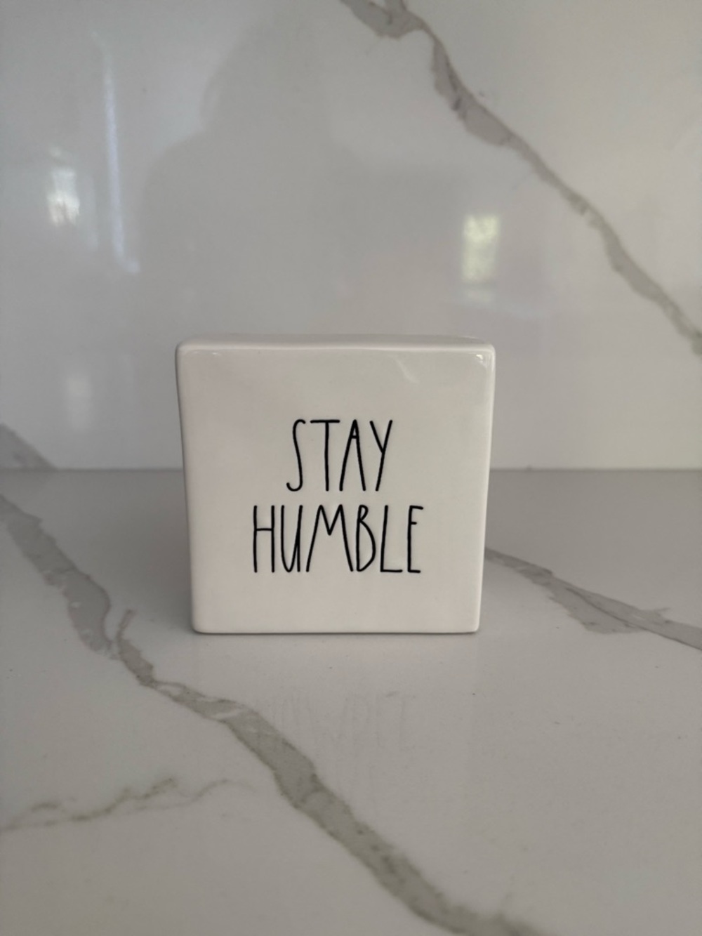 Rae Dunn White Ceramic 'Stay Humble' Block